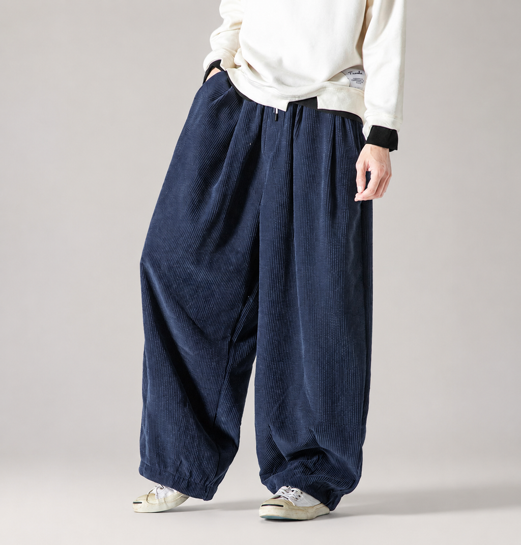 Brenner Drawstring Wide-Leg Corduroy Pants