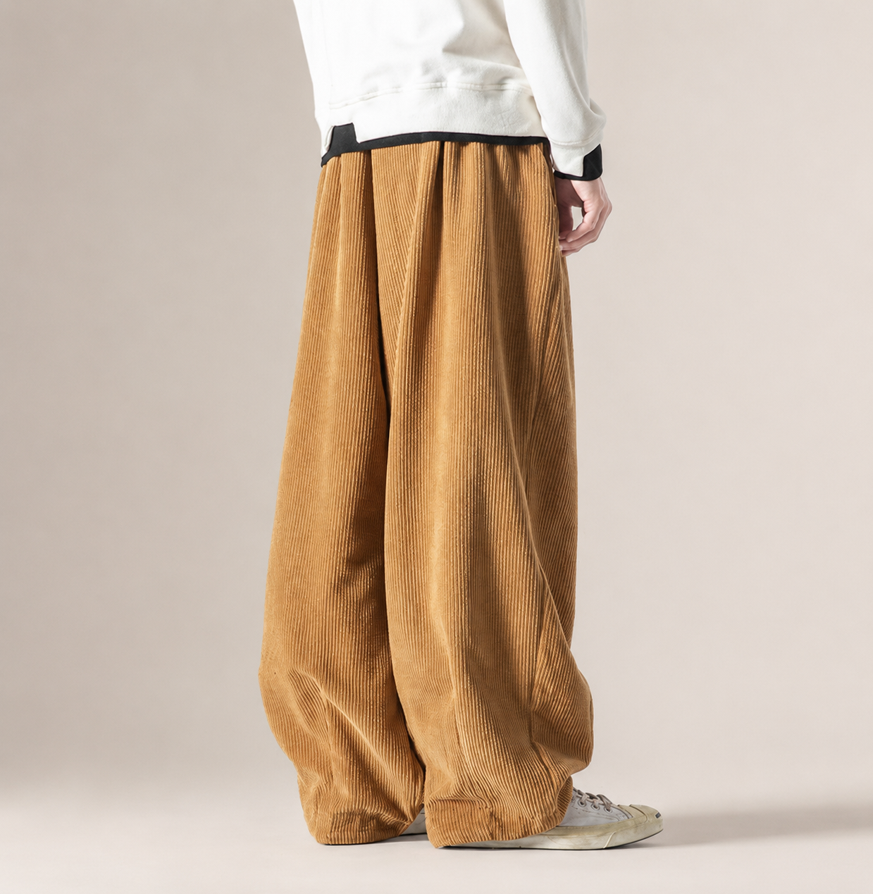 Brenner Drawstring Wide-Leg Corduroy Pants