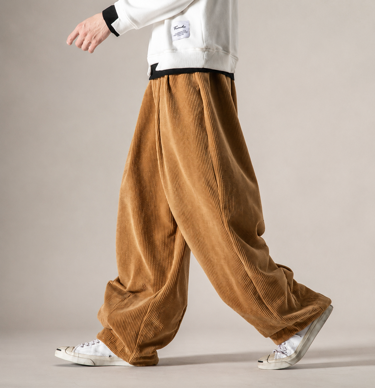 Brenner Drawstring Wide-Leg Corduroy Pants
