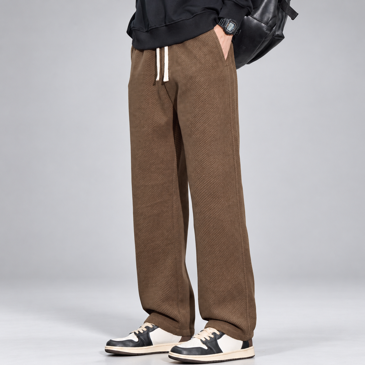 Thierry Men's Textured Wide-Leg Drawstring Pants