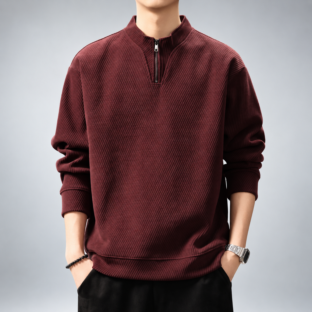 Tiziano Men's Diagonal Knit Quarter-Zip Sweater