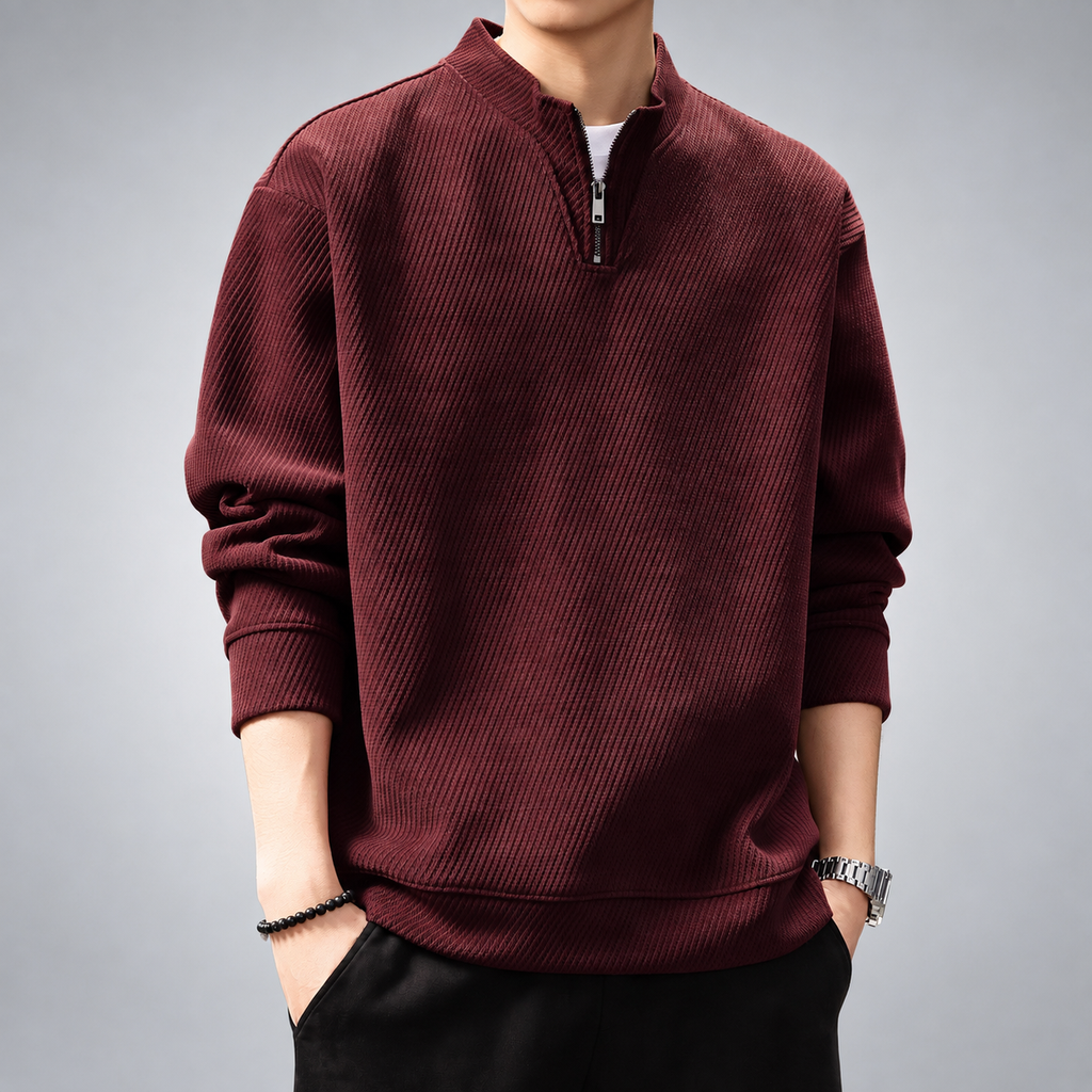 Tiziano Men's Diagonal Knit Quarter-Zip Sweater