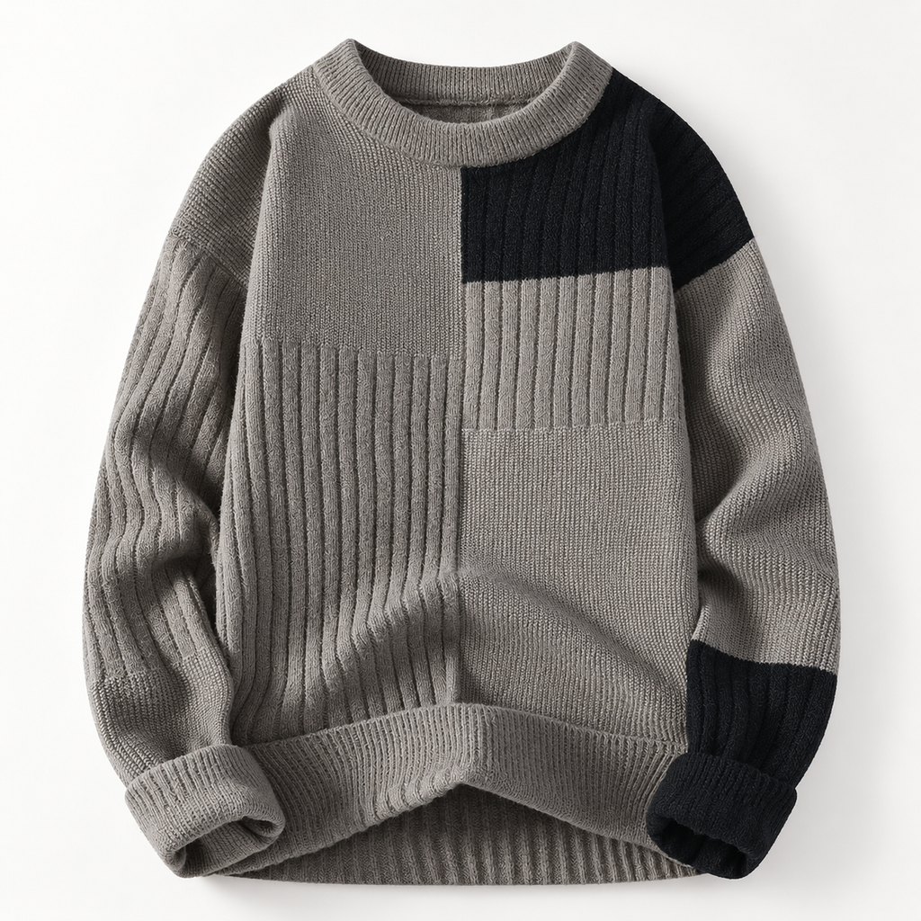 Calder Men’s Mixed-Knit Color-Block Crewneck Sweater