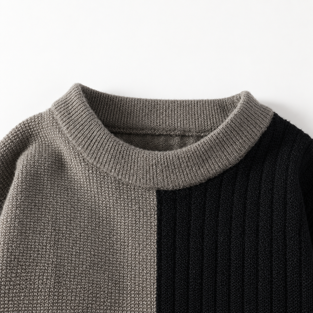Calder Men’s Mixed-Knit Color-Block Crewneck Sweater