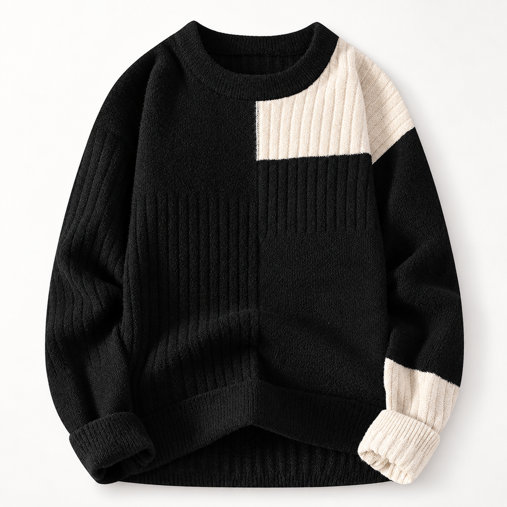 Calder Men’s Mixed-Knit Color-Block Crewneck Sweater