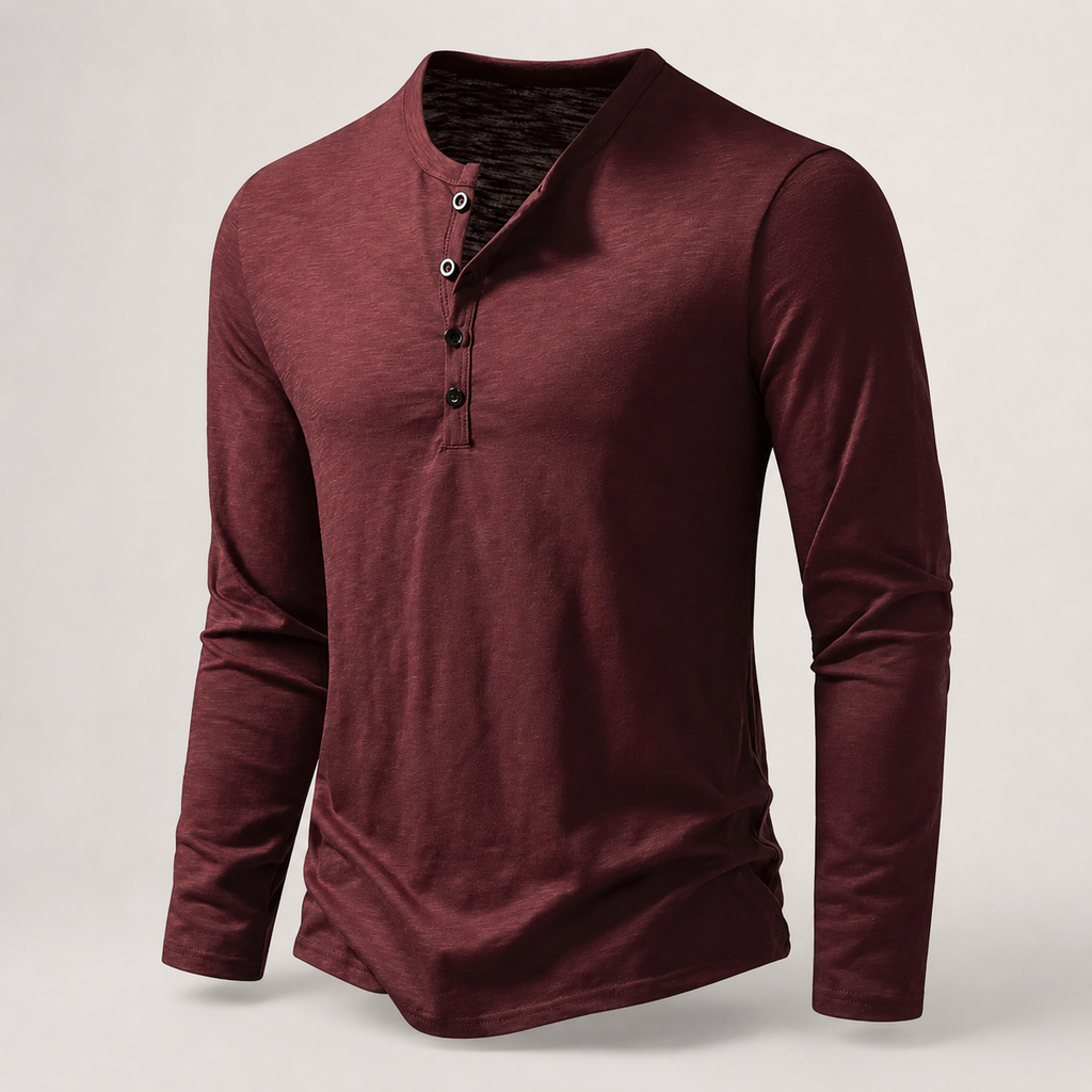 Caldwell Men’s Cotton Long-Sleeve Henley Shirt