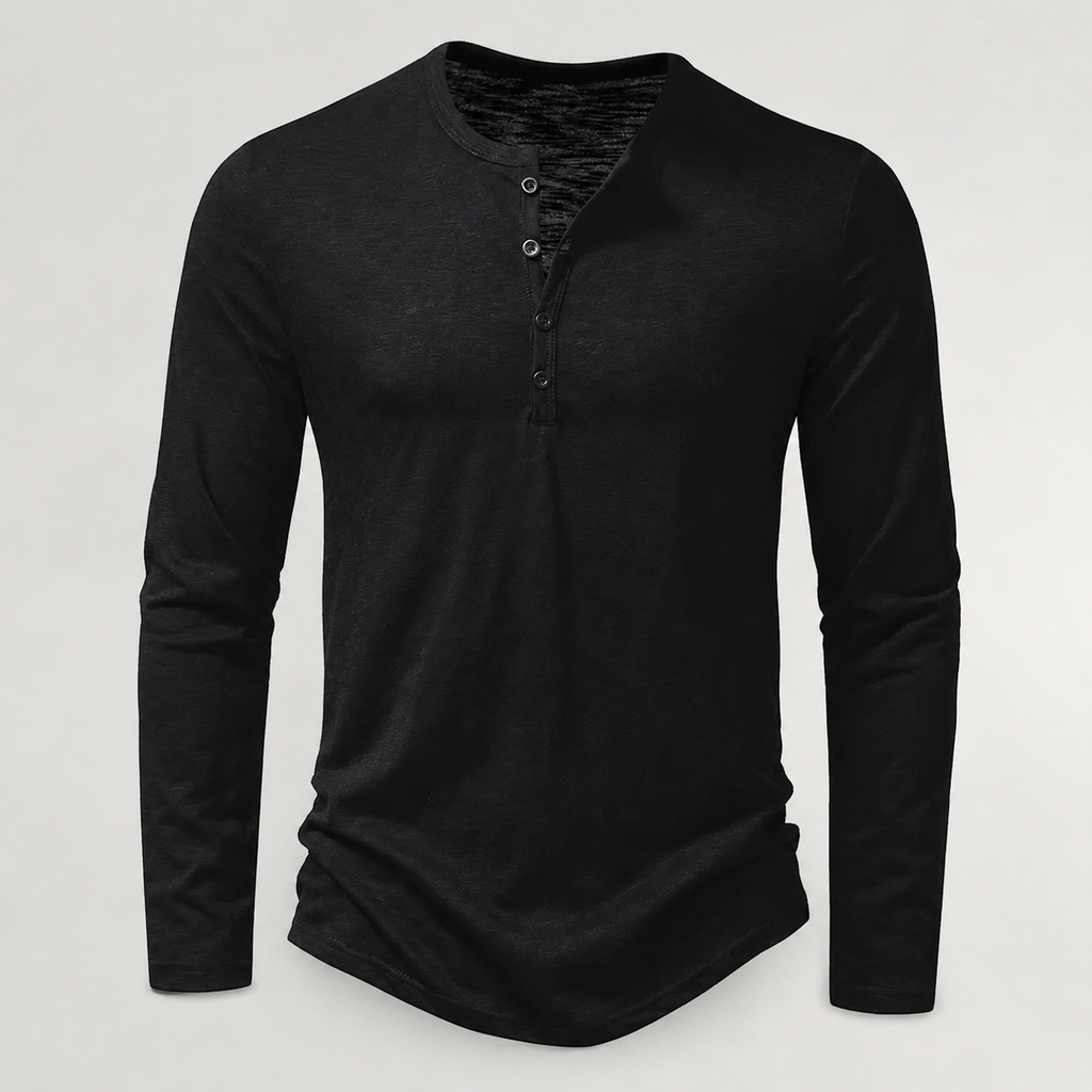 Caldwell Men’s Cotton Long-Sleeve Henley Shirt