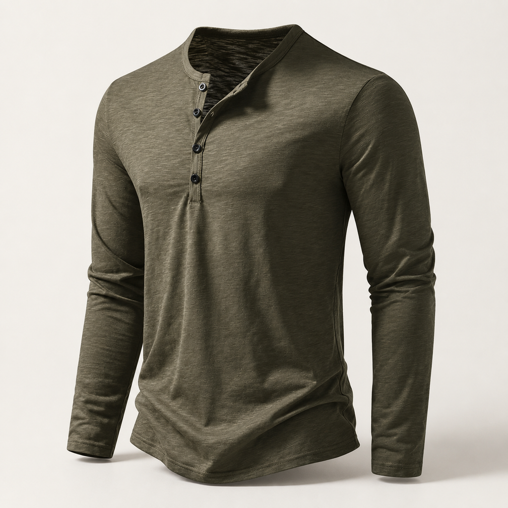 Caldwell Men’s Cotton Long-Sleeve Henley Shirt