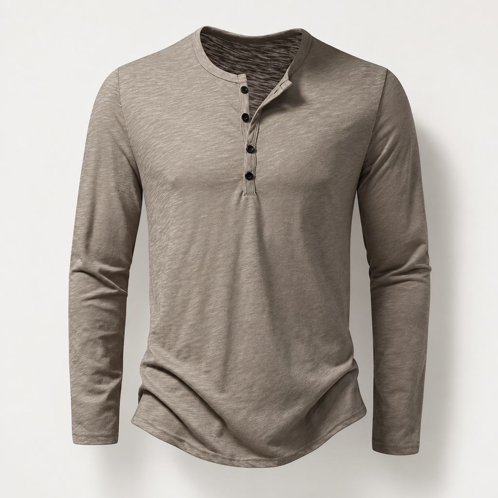 Caldwell Men’s Cotton Long-Sleeve Henley Shirt