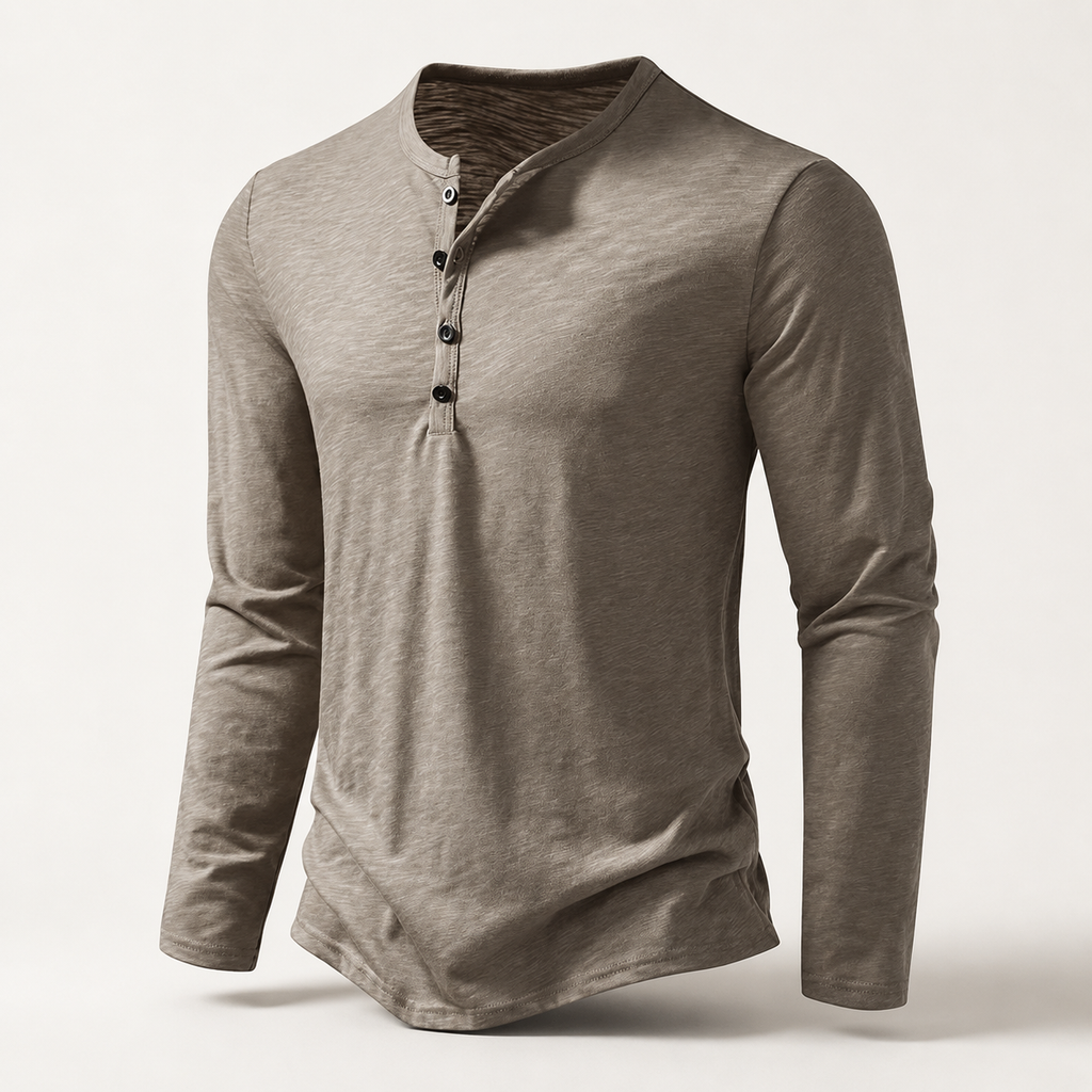 Caldwell Men’s Cotton Long-Sleeve Henley Shirt