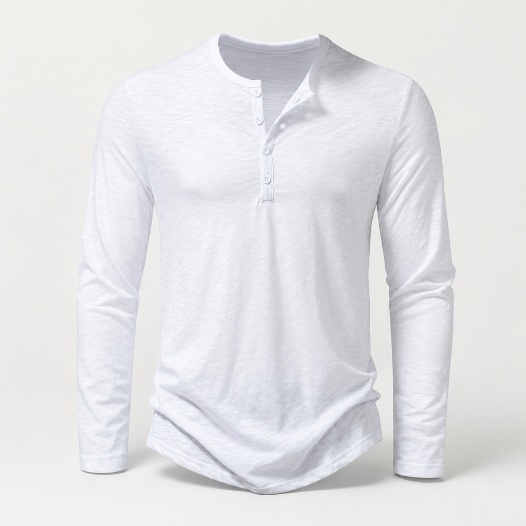 Caldwell Men’s Cotton Long-Sleeve Henley Shirt