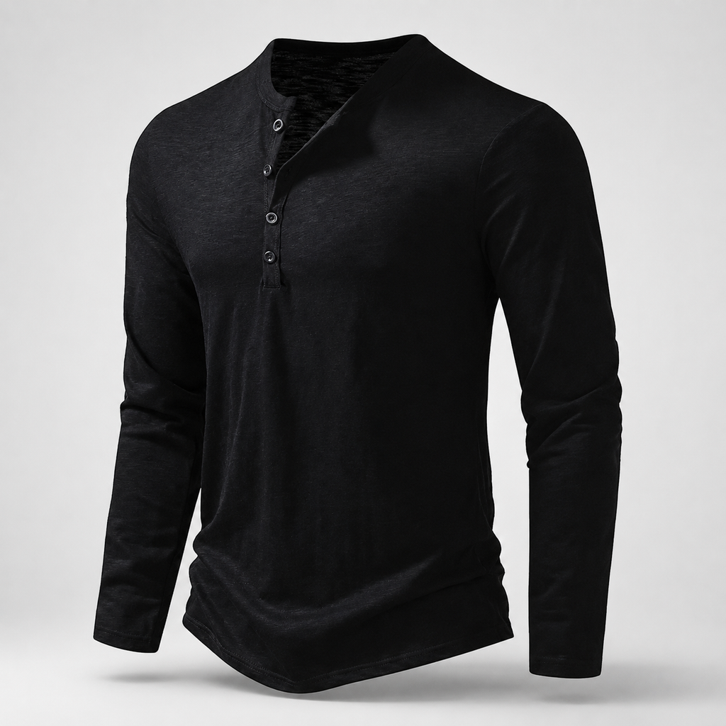 Caldwell Men’s Cotton Long-Sleeve Henley Shirt