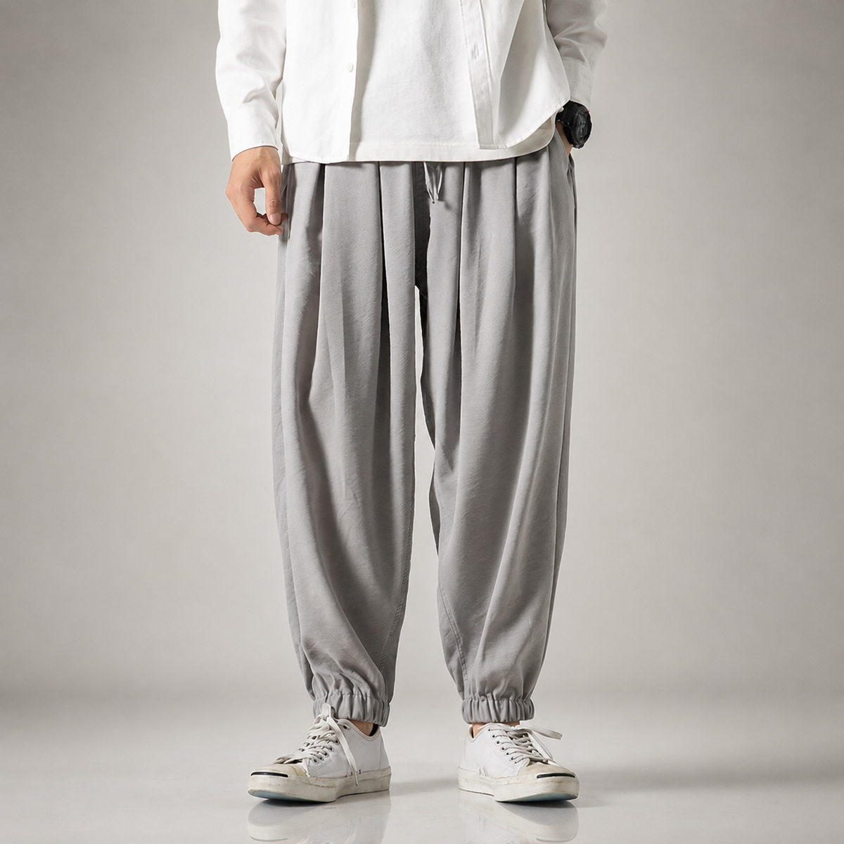 Caleb Men’s Relaxed Pleated Harem Jogger Pants