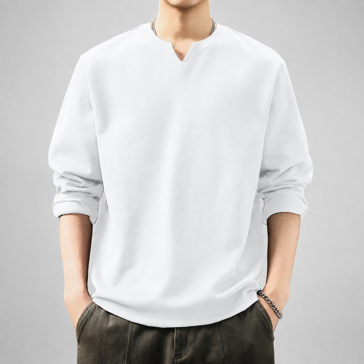 Caleb Men’s Long Sleeve Notch-Neck Shirt
