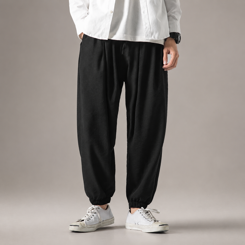 Caleb Men’s Relaxed Pleated Harem Jogger Pants