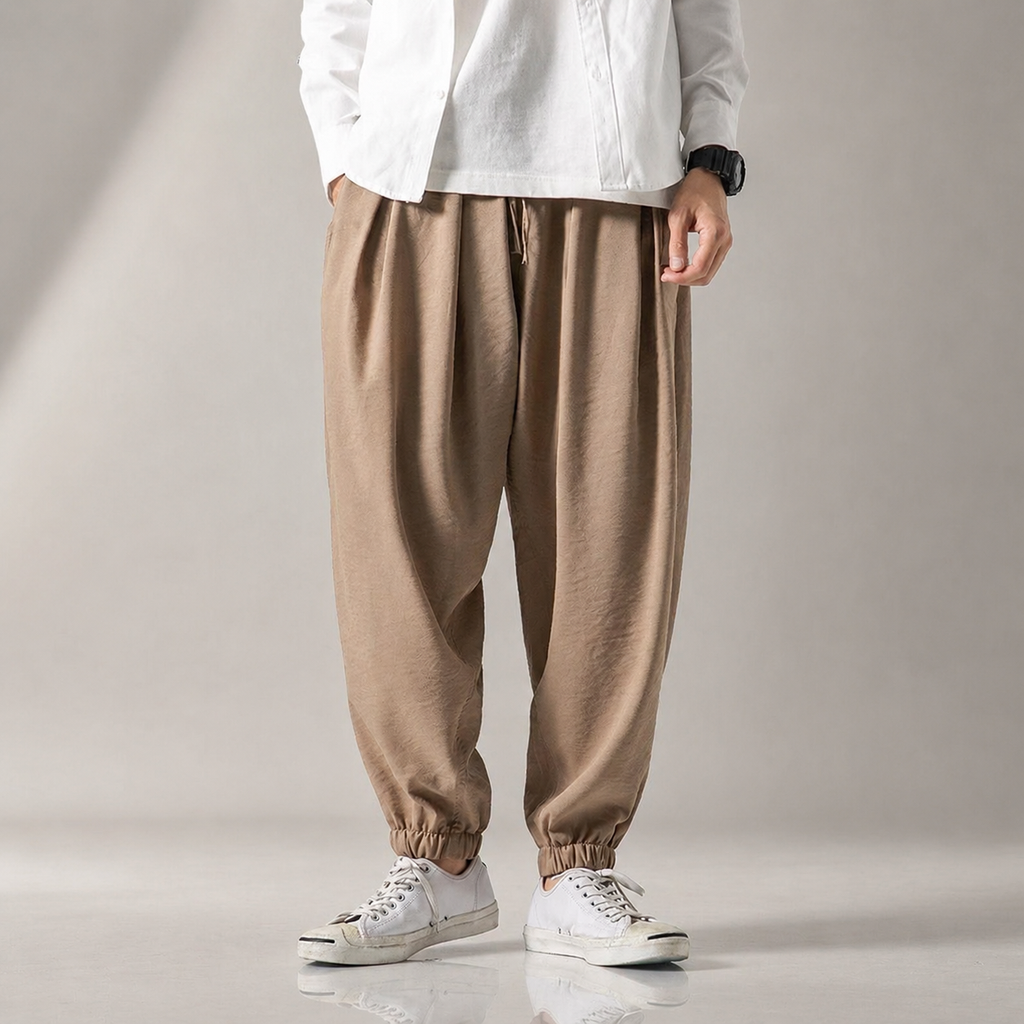 Caleb Men’s Relaxed Pleated Harem Jogger Pants