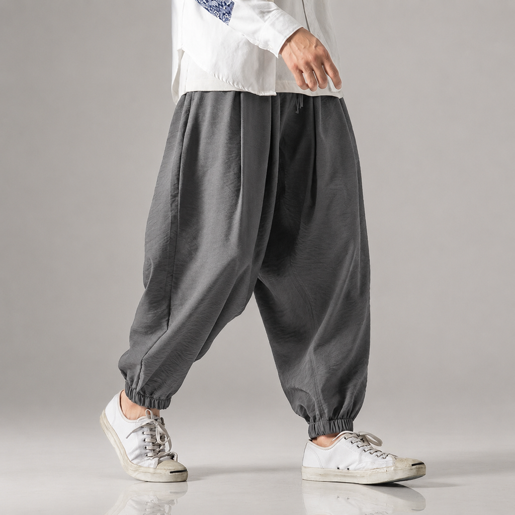 Caleb Men’s Relaxed Pleated Harem Jogger Pants