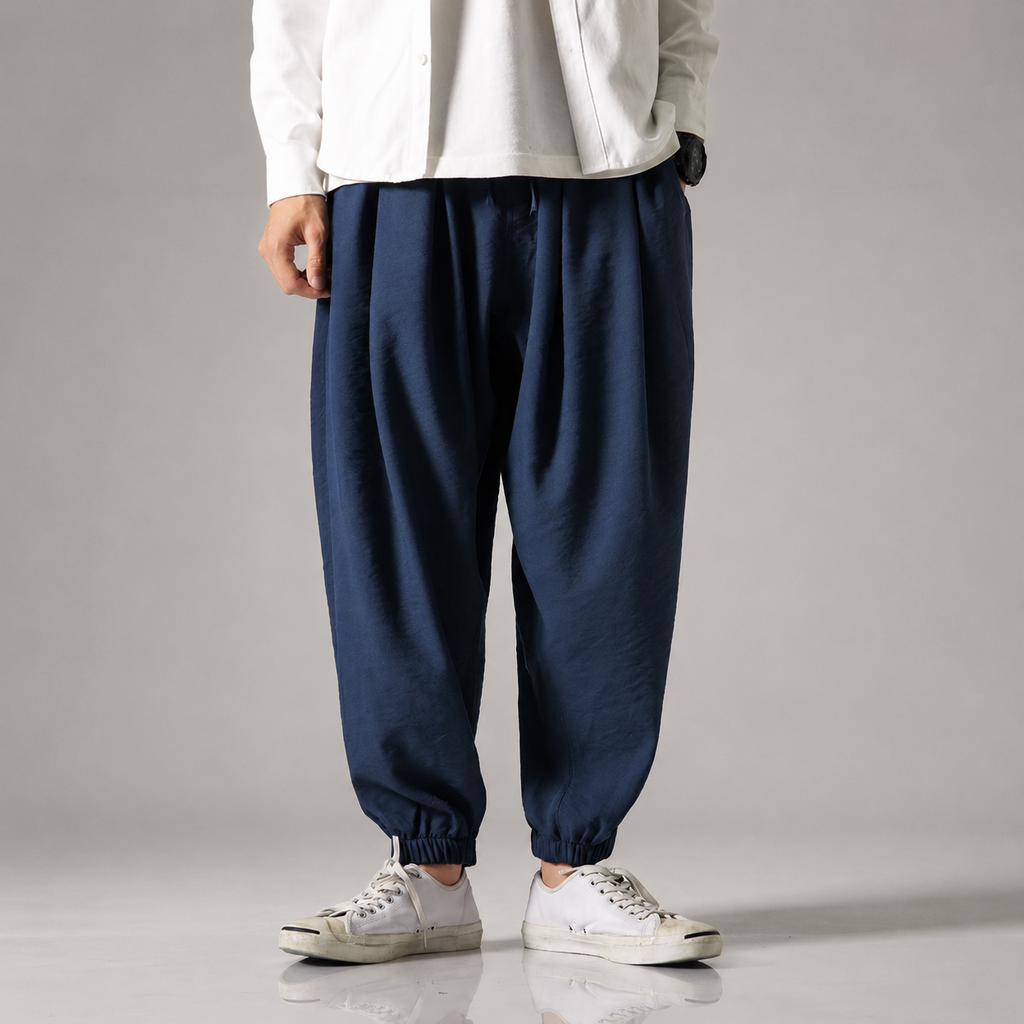 Caleb Men’s Relaxed Pleated Harem Jogger Pants