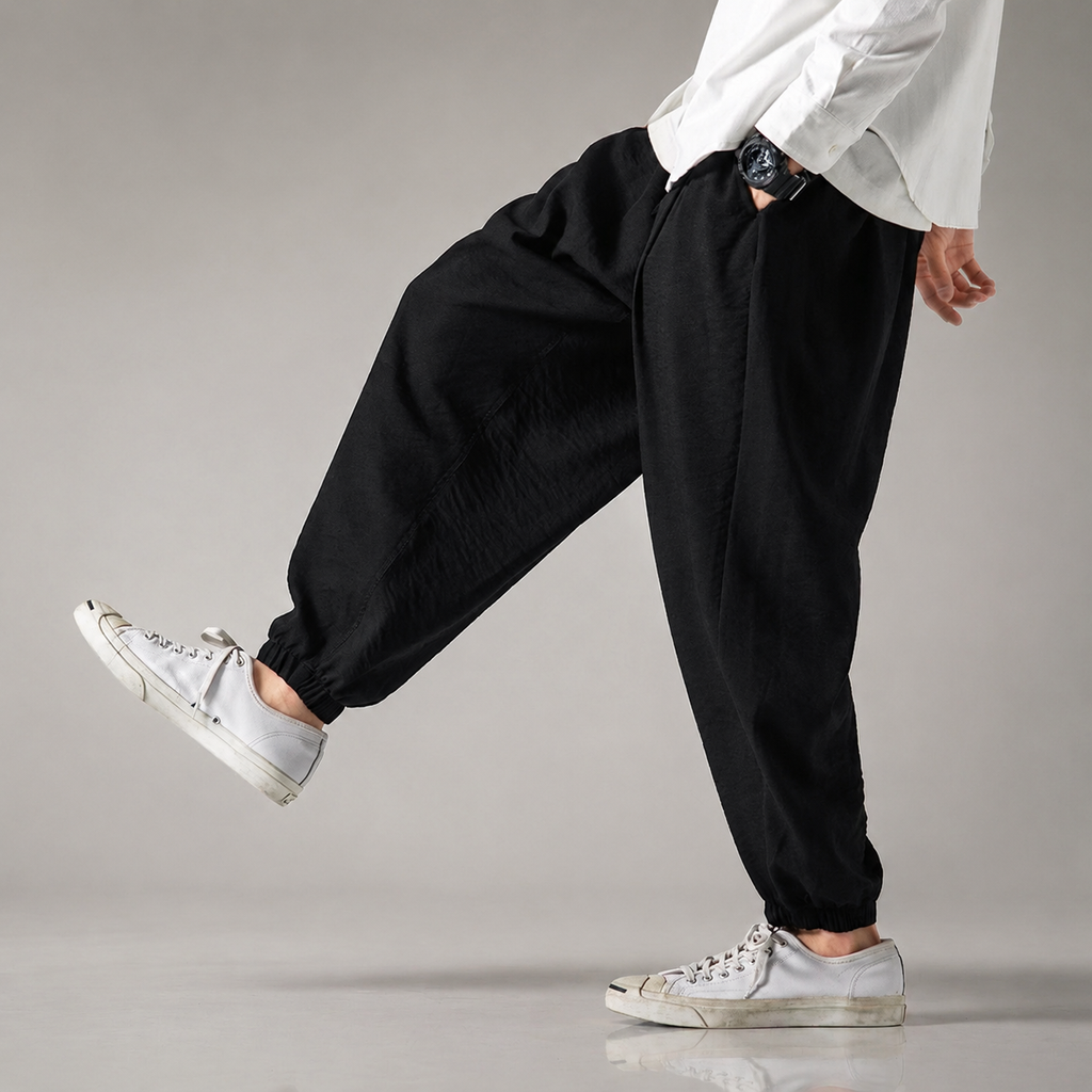 Caleb Men’s Relaxed Pleated Harem Jogger Pants