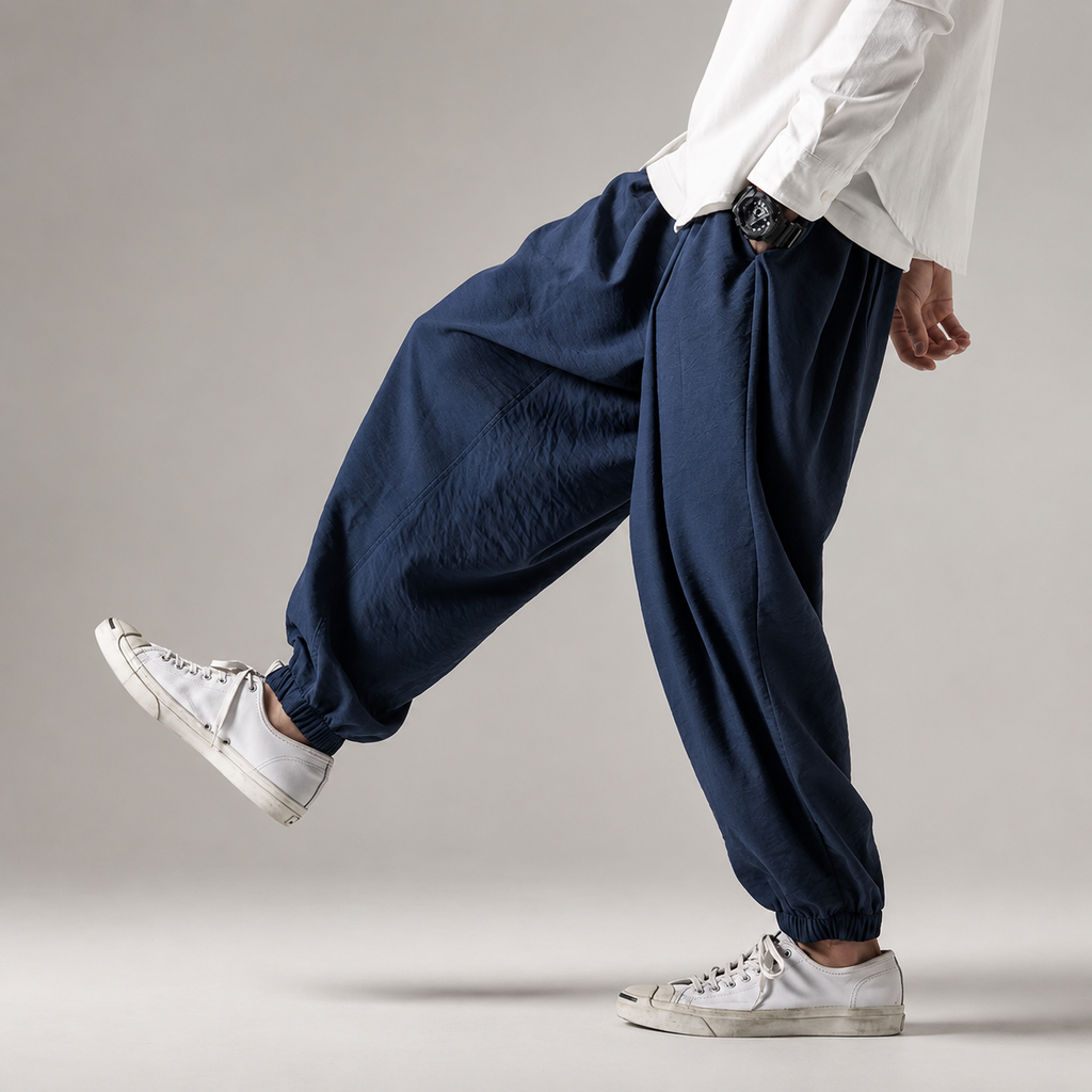 Caleb Men’s Relaxed Pleated Harem Jogger Pants
