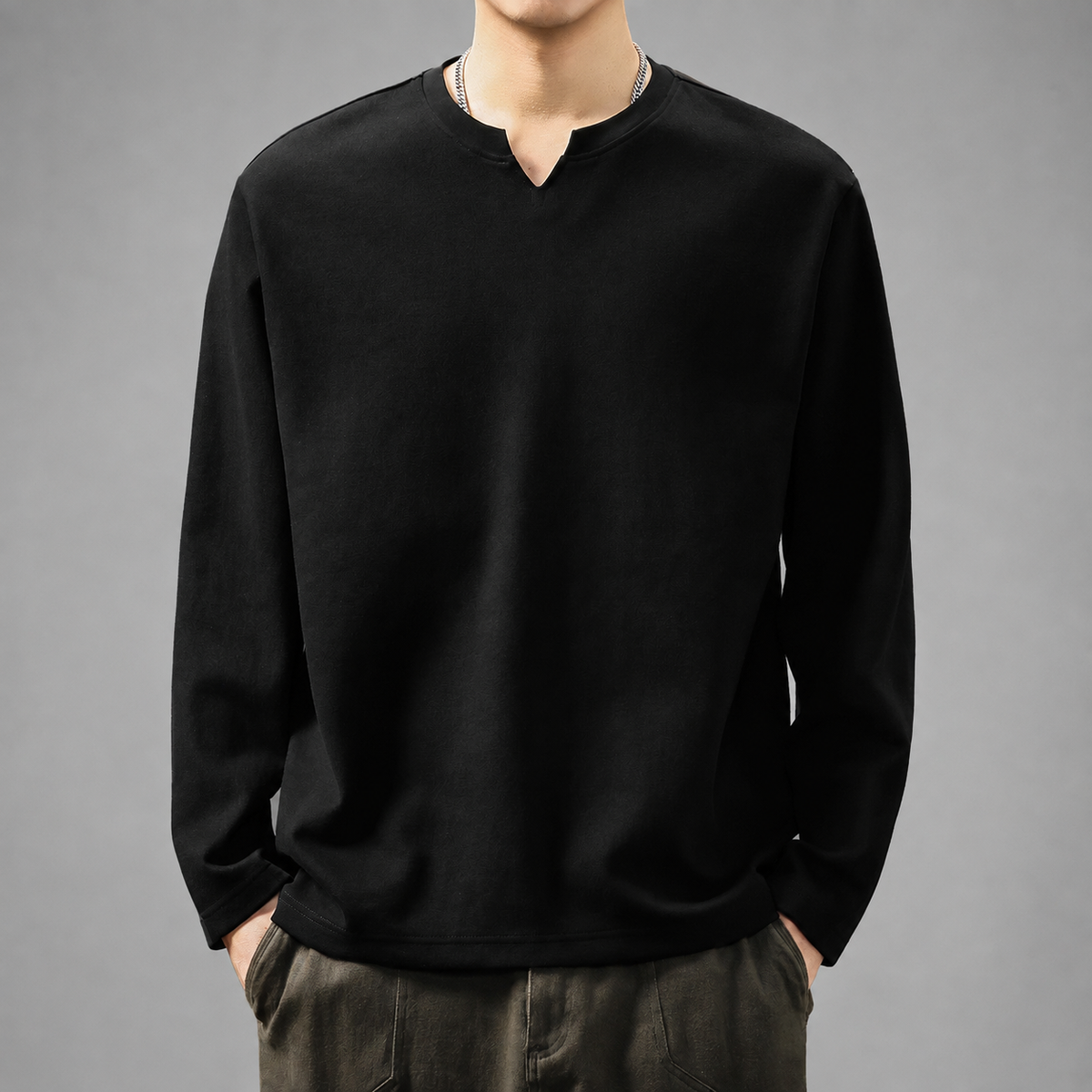 Caleb Men’s Long Sleeve Notch-Neck Shirt