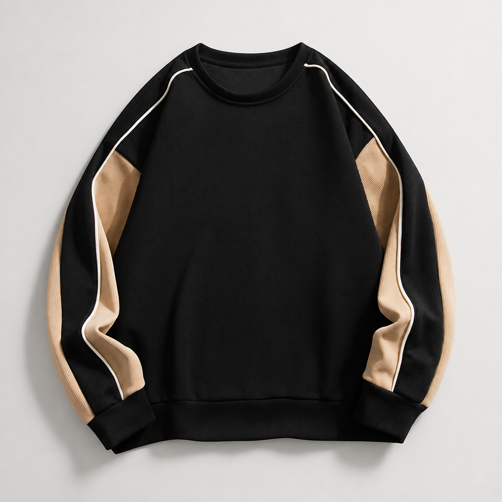 Callum Men's Crew Neck Sweatshirt – Long Sleeve Ribbed Casual Pullover