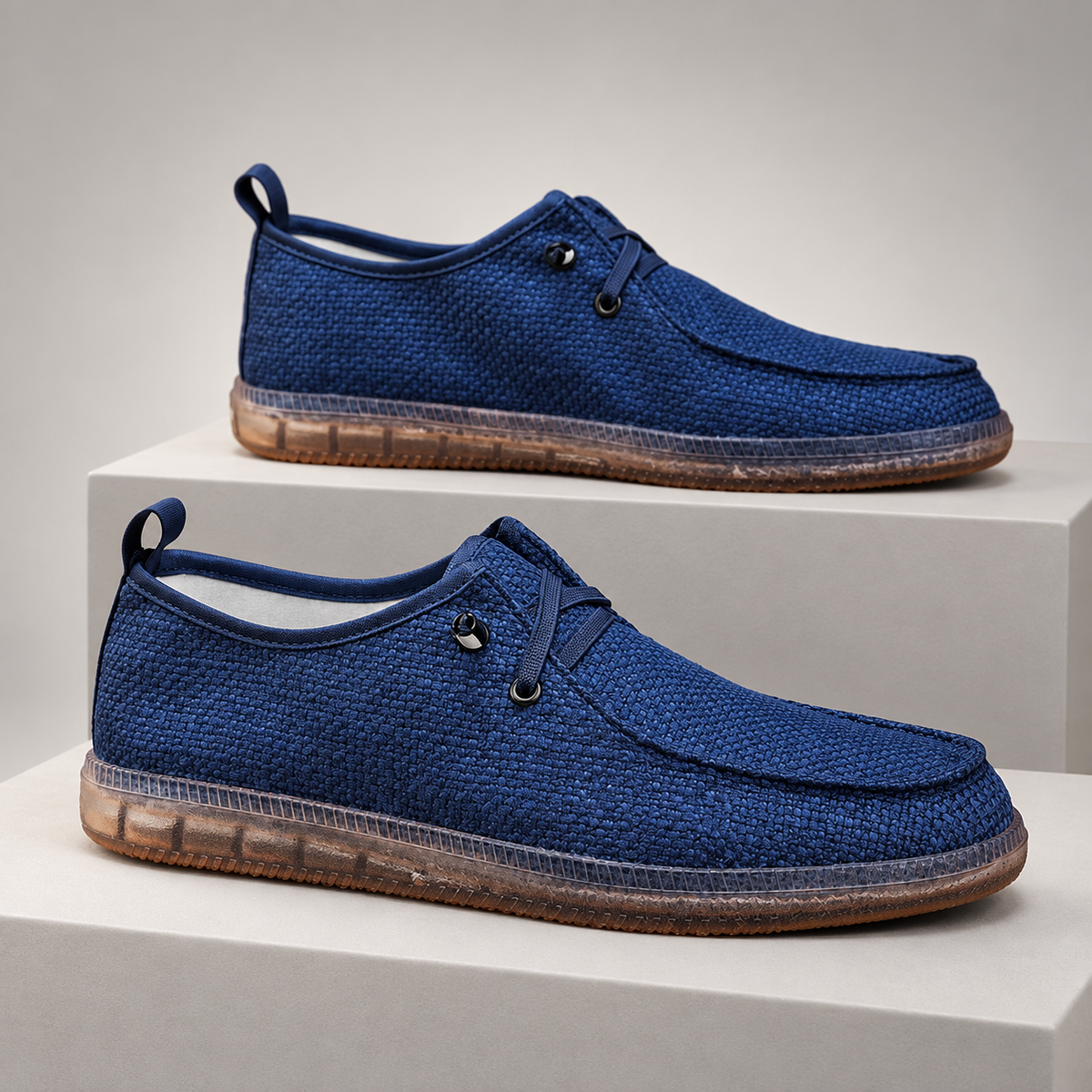 Callum Men’s Woven Moc-Toe Casual Shoes with Gum Sole