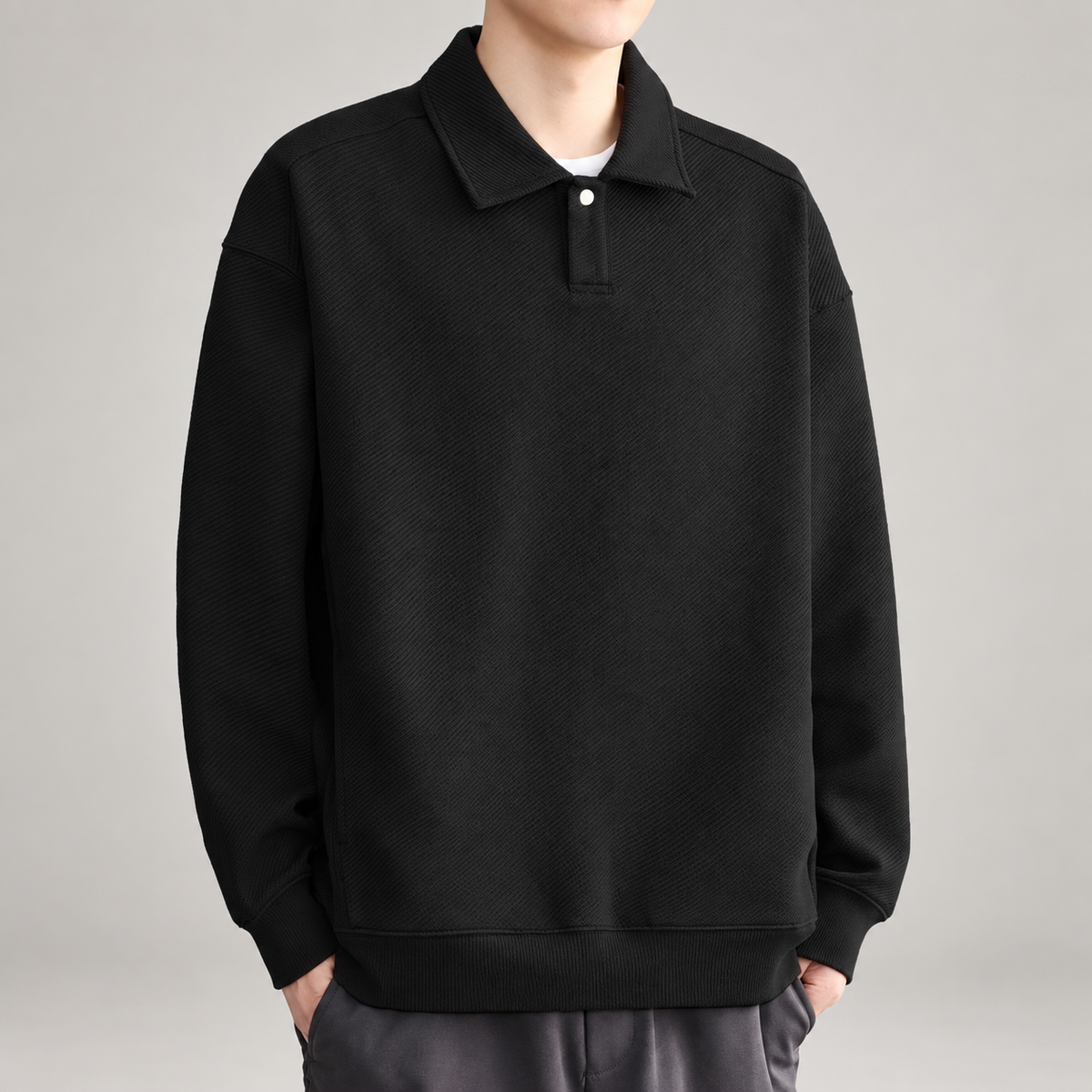 Callum Men’s Textured Long-Sleeve Polo Pullover