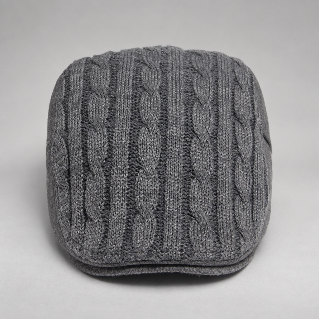 Callum Cable-Knit Flat Cap