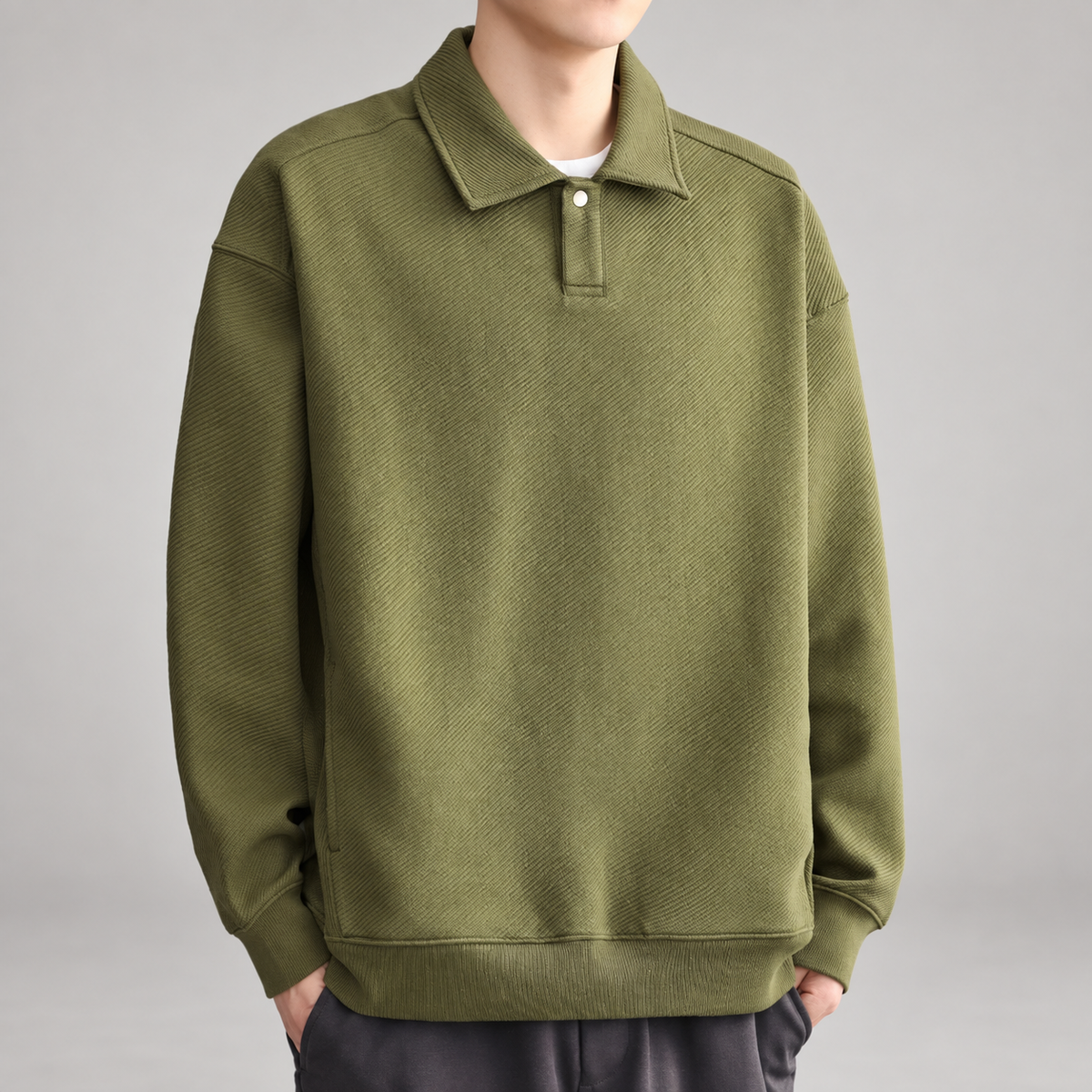 Callum Men’s Textured Long-Sleeve Polo Pullover