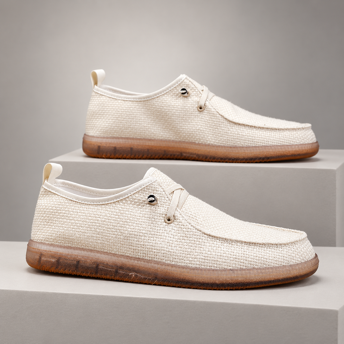 Callum Men’s Woven Moc-Toe Casual Shoes with Gum Sole