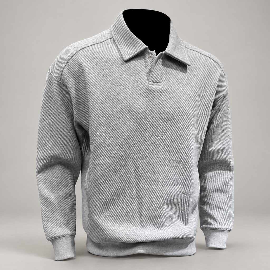 Callum Men’s Textured Long-Sleeve Polo Pullover