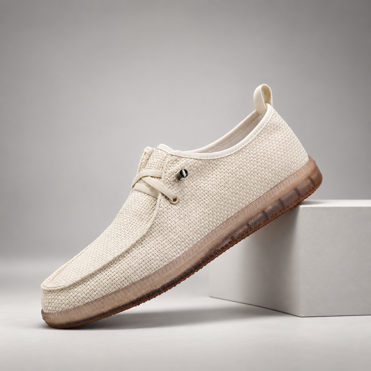 Callum Men’s Woven Moc-Toe Casual Shoes with Gum Sole