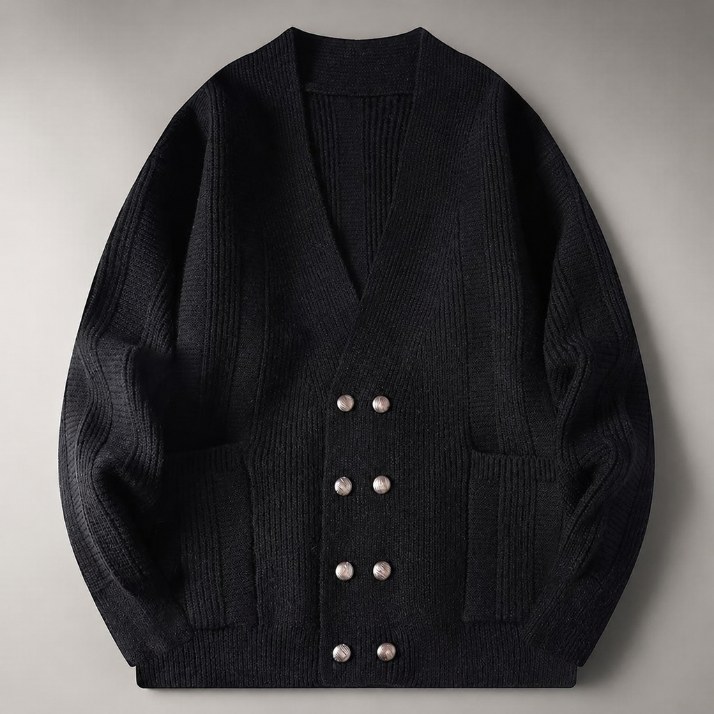 Cambridge V-Neck Double-Button Knit Cardigan
