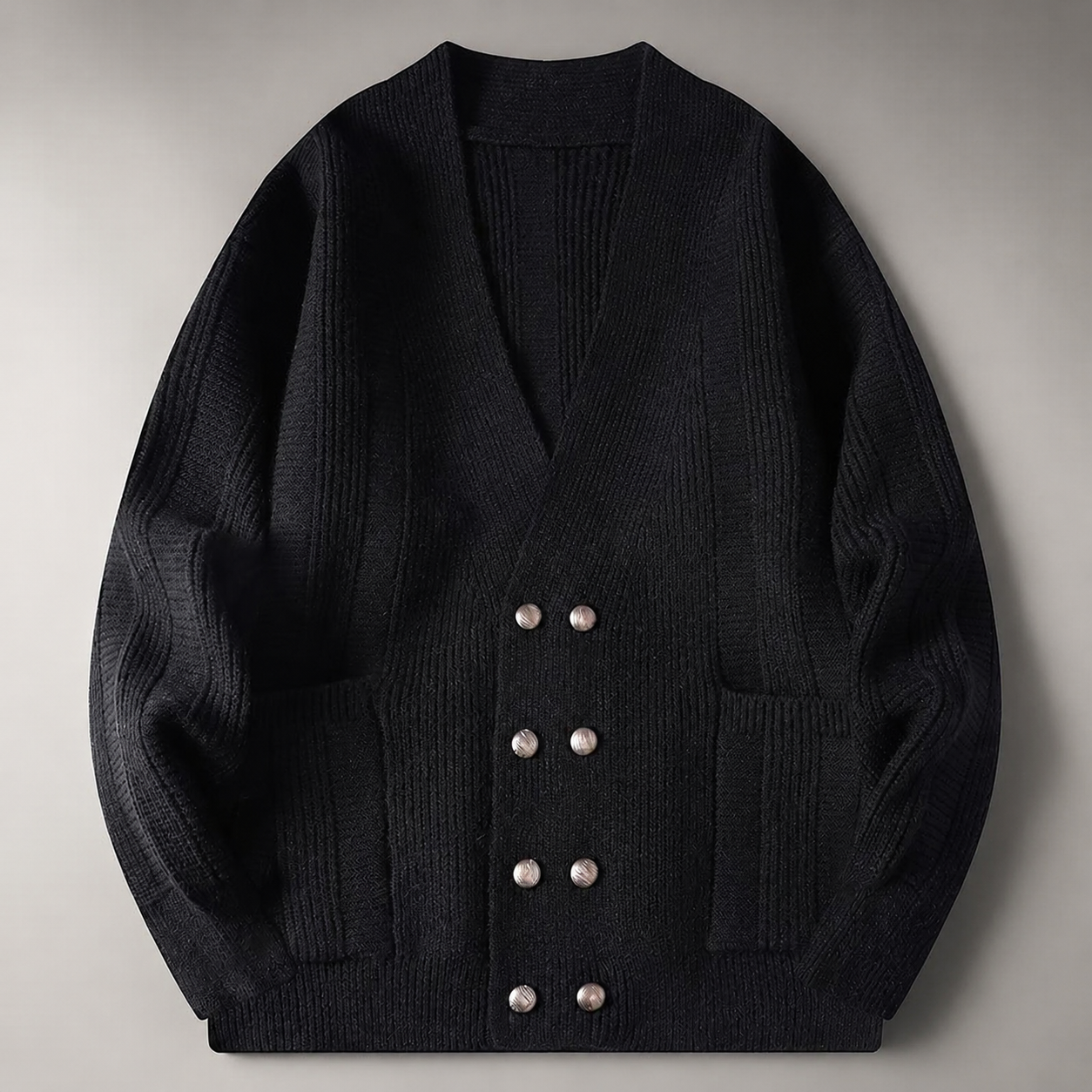Cambridge V-Neck Double-Button Knit Cardigan