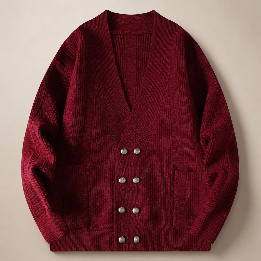 Cambridge V-Neck Double-Button Knit Cardigan