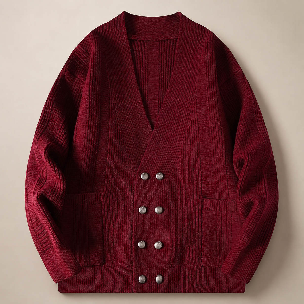 Cambridge V-Neck Double-Button Knit Cardigan