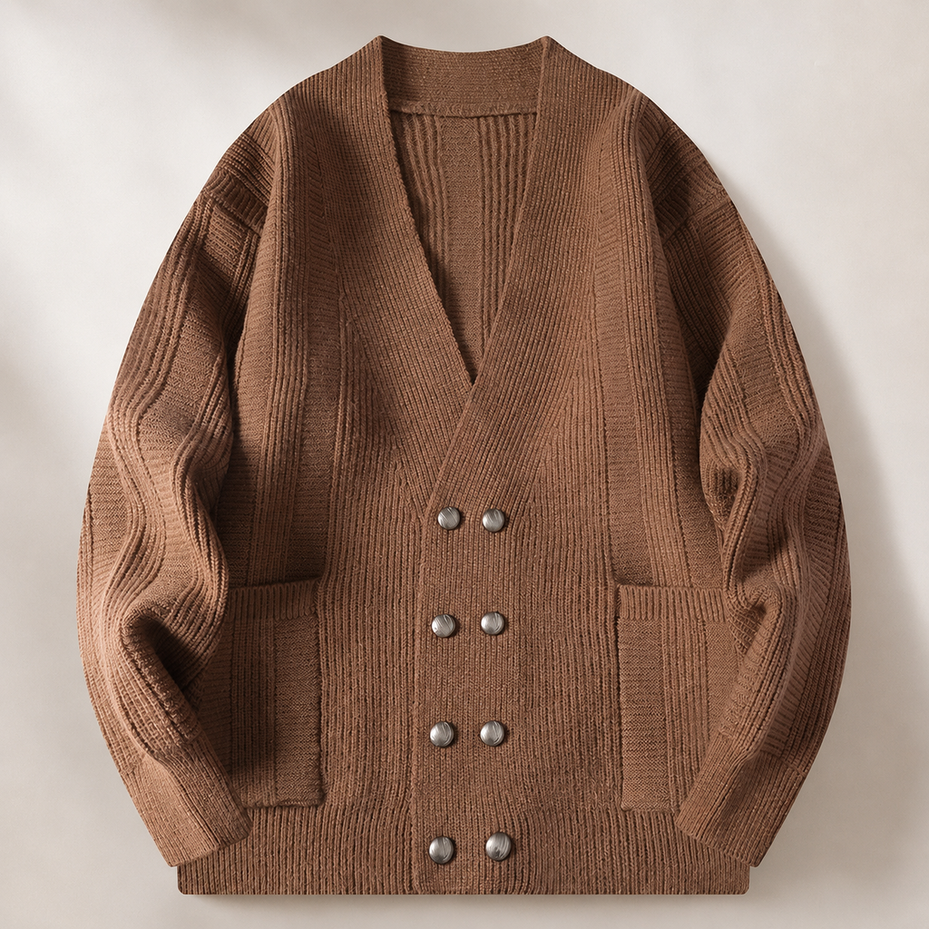Cambridge V-Neck Double-Button Knit Cardigan