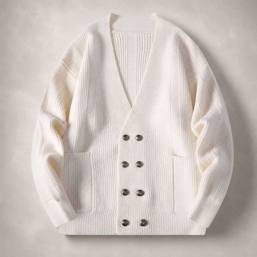 Cambridge V-Neck Double-Button Knit Cardigan