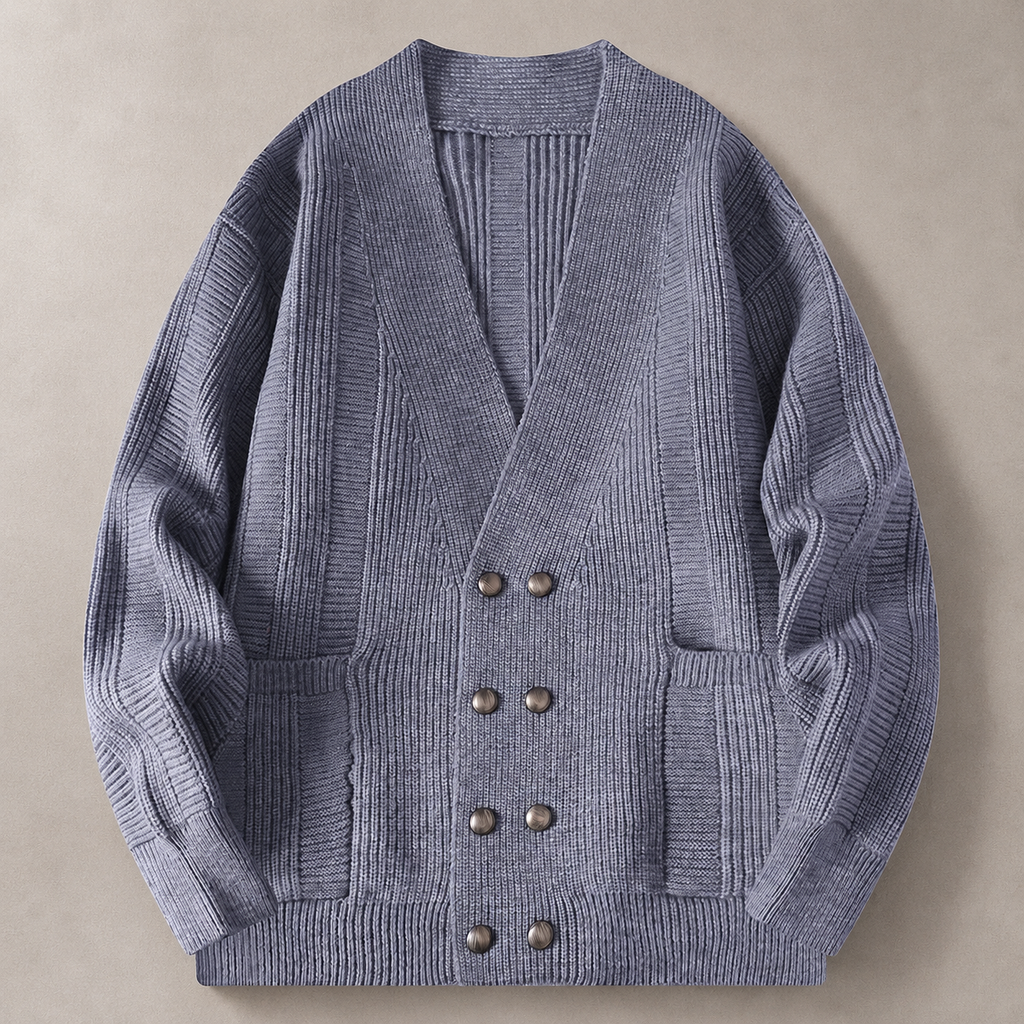 Cambridge V-Neck Double-Button Knit Cardigan