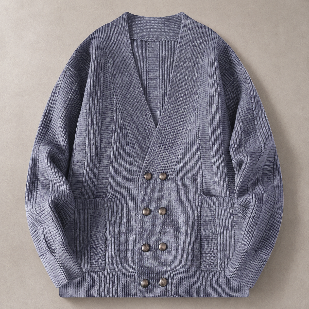 Cambridge V-Neck Double-Button Knit Cardigan