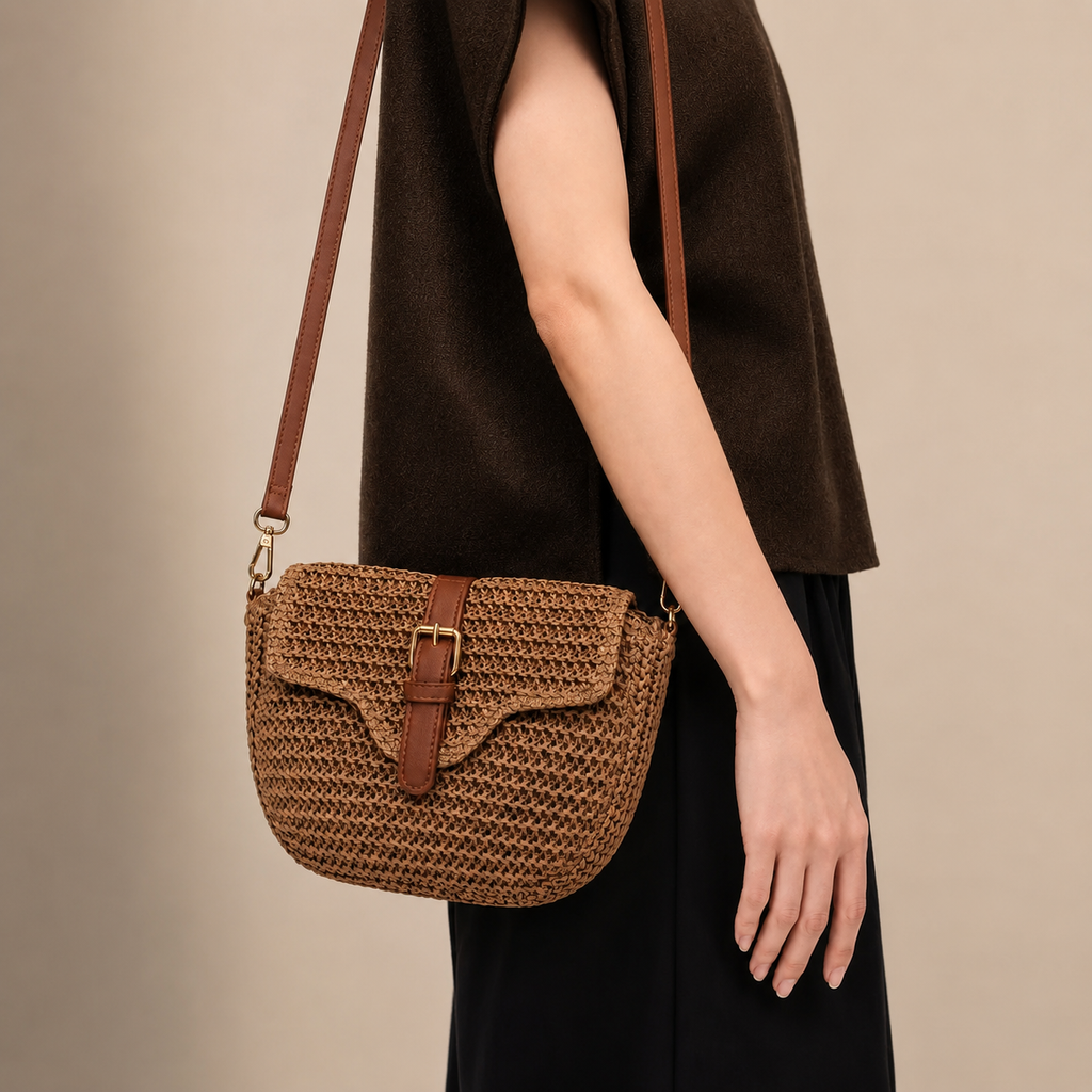Camille Women's Woven Straw Crossbody Bag