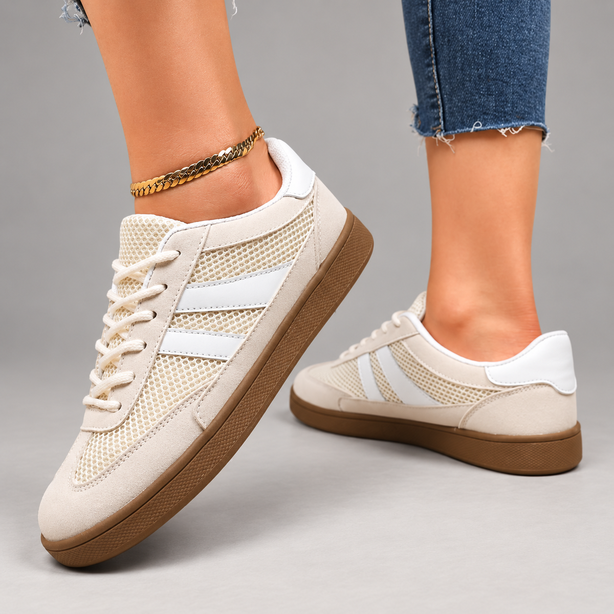 Cecilia Women’s Suede-Look Mesh Low-Top Sneakers