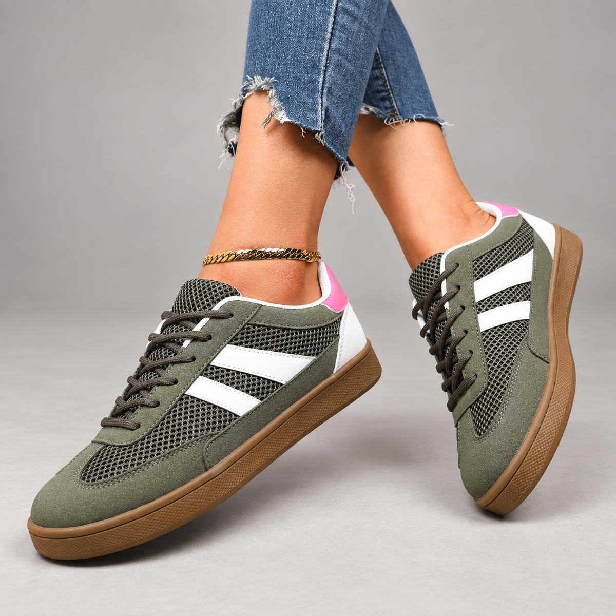 Cecilia Women’s Suede-Look Mesh Low-Top Sneakers