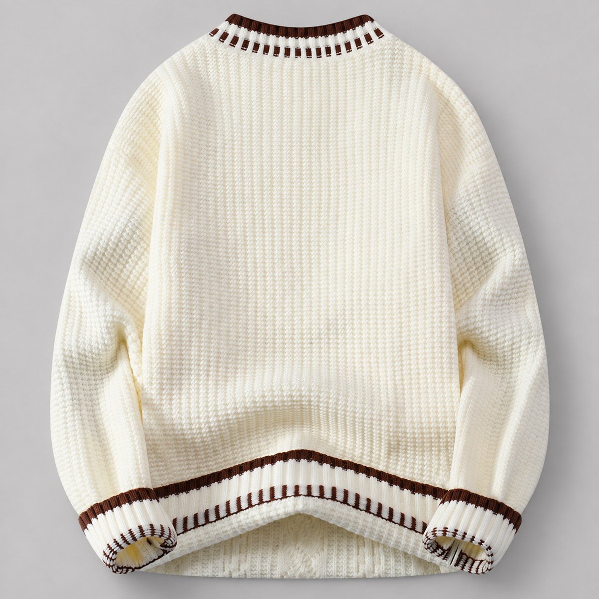 Cedric Men’s Cable-Knit Henley Sweater with Contrast Trim