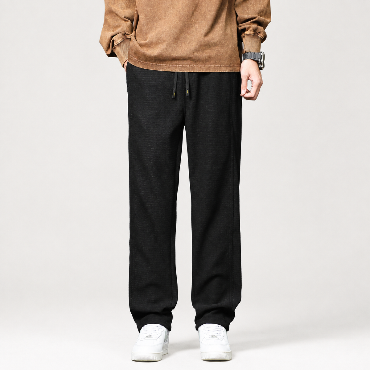 Cedric Men’s Textured Wide-Leg Drawstring Pants
