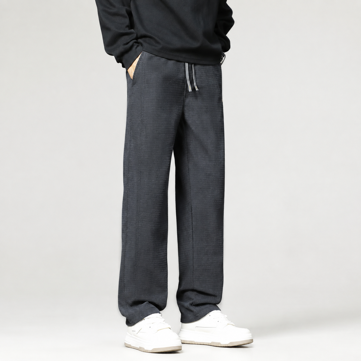 Cedric Men’s Textured Wide-Leg Drawstring Pants