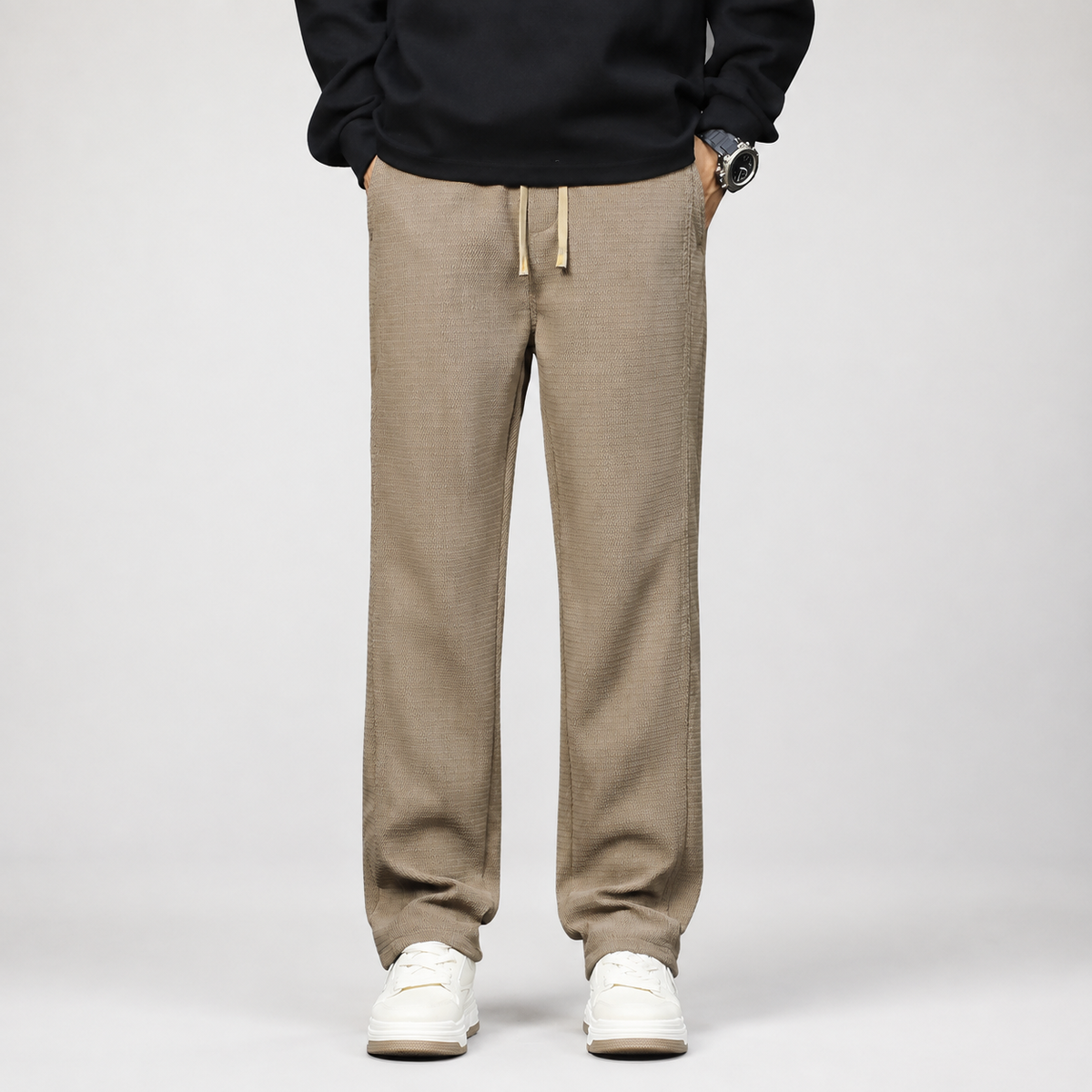 Cedric Men’s Textured Wide-Leg Drawstring Pants