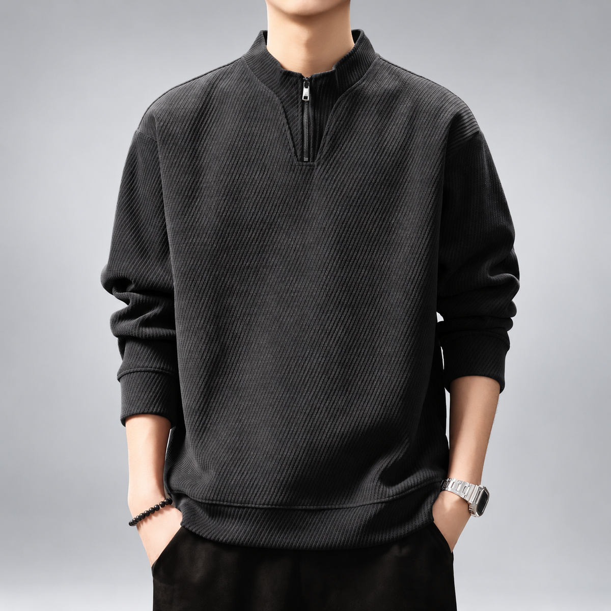 Tiziano Men's Diagonal Knit Quarter-Zip Sweater