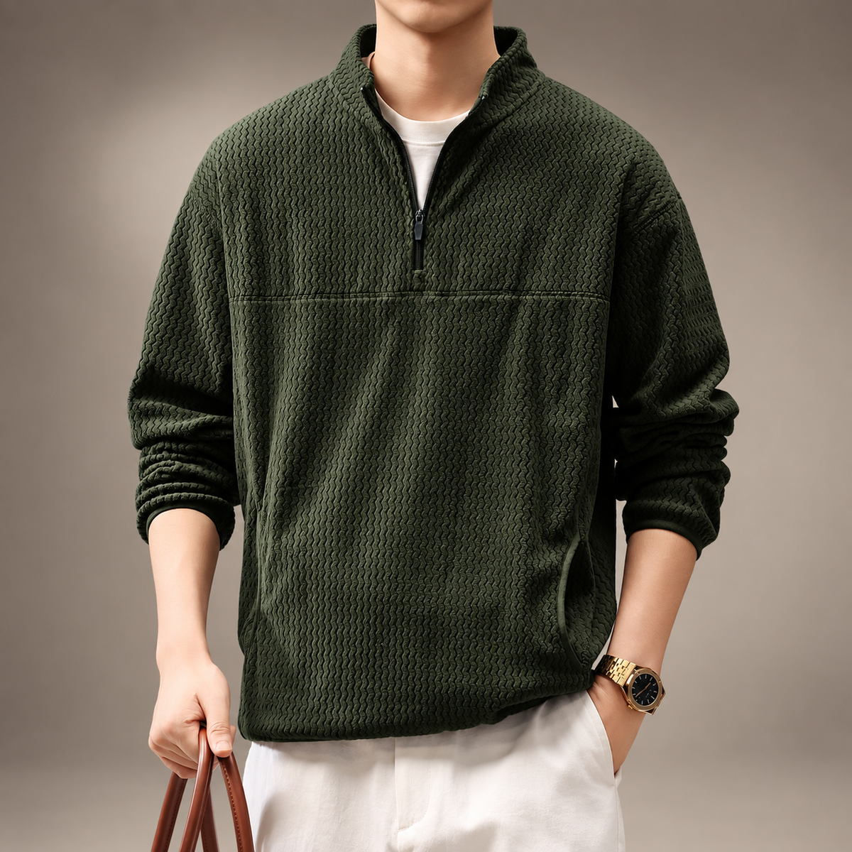 Tristan Textured Quarter-Zip Pullover